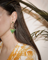 Green Tourmaline Jaguar Enamel Earrings