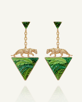 Green Tourmaline Jaguar Enamel Earrings