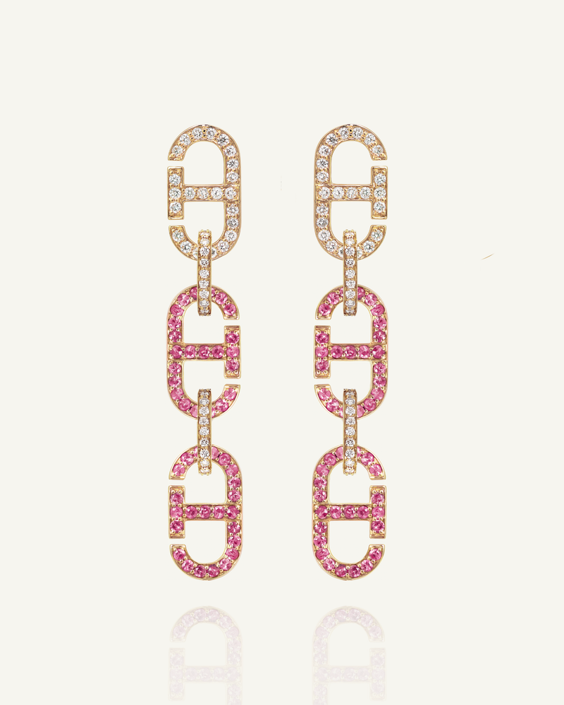 T'ri Diamond Spinel Link Earrings