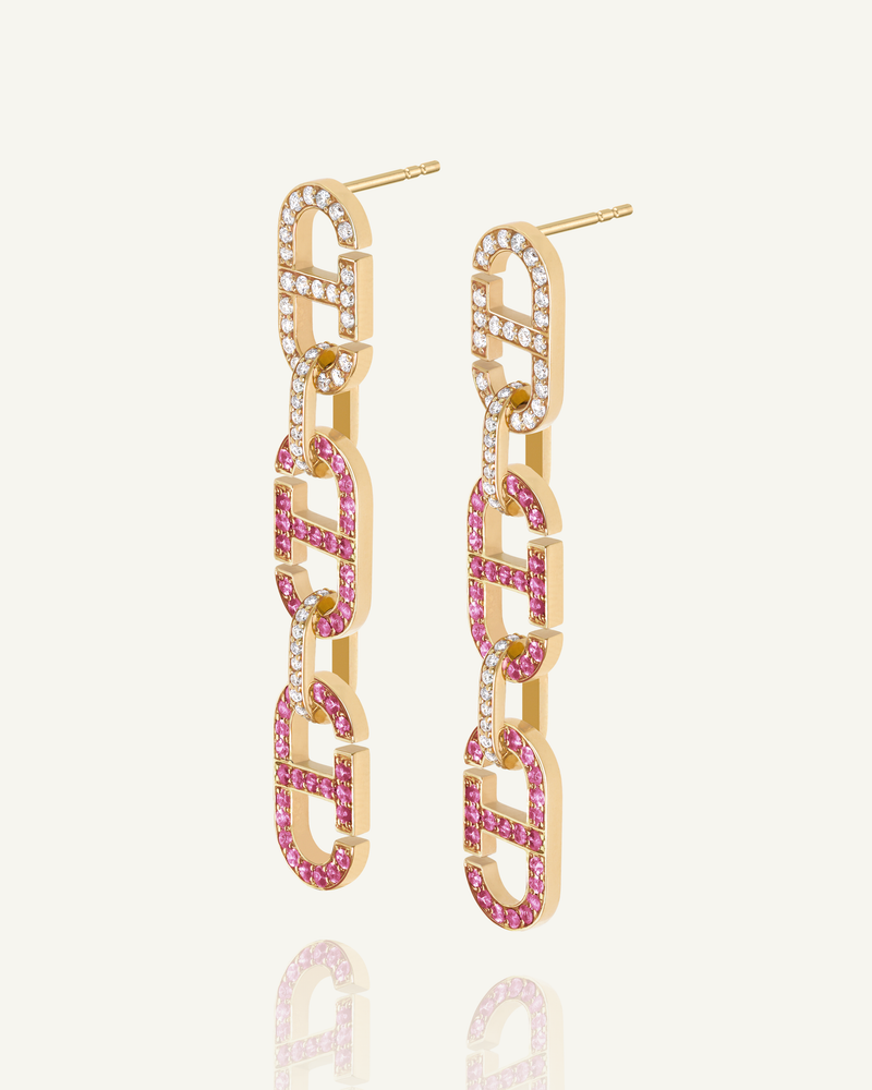 T'ri Diamond Spinel Link Earrings